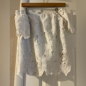 Off the shoulder white floral top